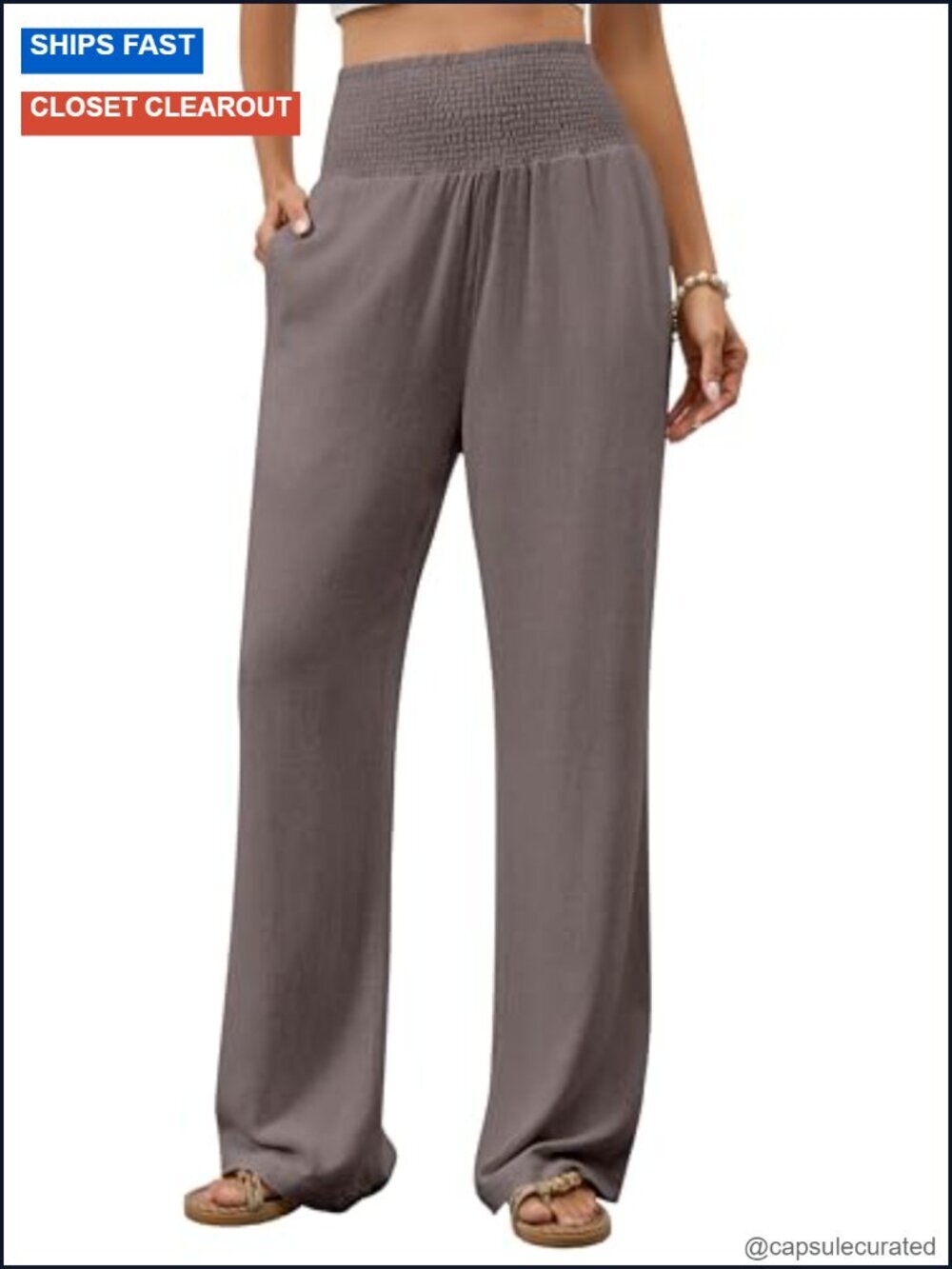 Cotton Linen Wide Leg Palazzo Pants High Waist Casual Lounge Trousers with